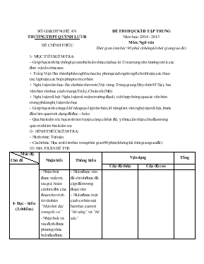 Đề thi học kì II tập trung năm học 2014 - 2015 môn Ngữ văn - Trường THPT Quỳnh Lưu Ii